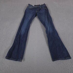 Stetson Jeans Mens 29x34 Blue Rocker Boot Leg Semi-Destructed Wash Denim Pants